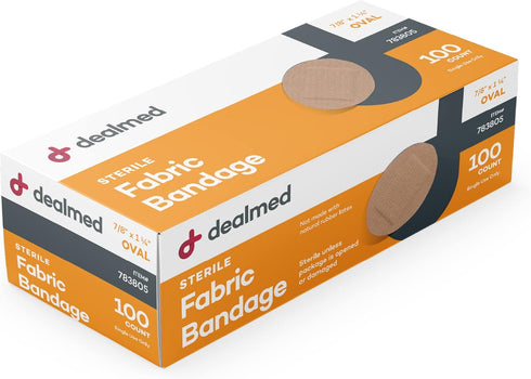 Dealmed Flexible Fabric Oval Spot Adhesive Bandages – 100 Count Non-Stick Pad, Latex Free for First Aid