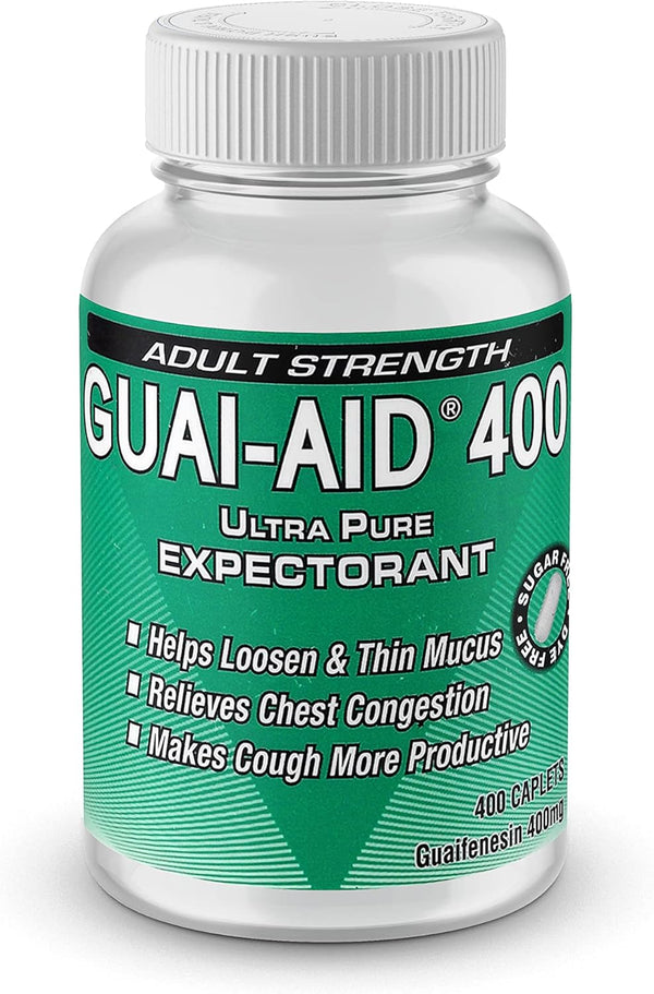 400mg Guaifenesin Mucus Relief, Dye-Free Fast Acting (Bottle of 400 caplets)
