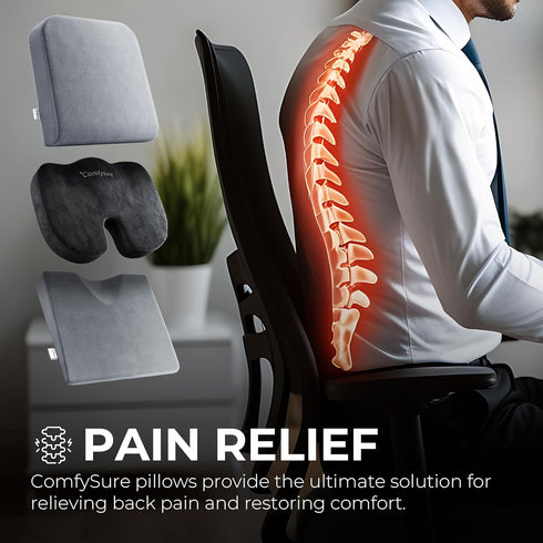19x17x3 ComfySure Seat Cushion Extra Large - Firm Memory Foam Chair Pad for Recliner, Wheelchair, Office Chair