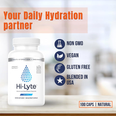 Hi-Lyte Electrolyte Replacement Capsules, Rapid Rehydration Supplement, 100 Capsules