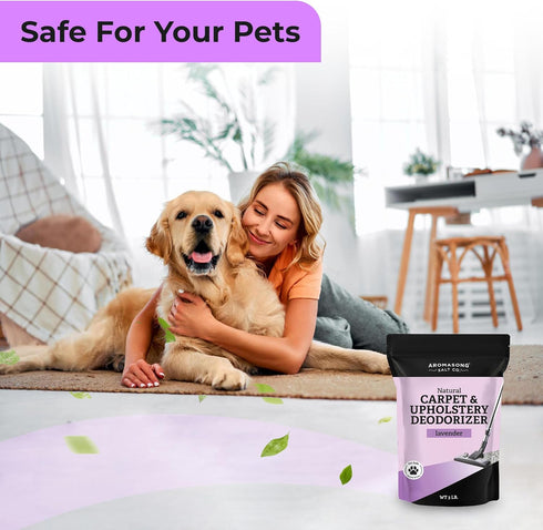Aromasong Natural Carpet Deodorizer - Lavender Scent Upholstery & Carpet Freshener Powder for Homes with Pets
