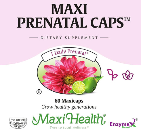 Maxi Health Prenatal Caps Multivitamins with Biotin and Iron, One a Day, 60 Count