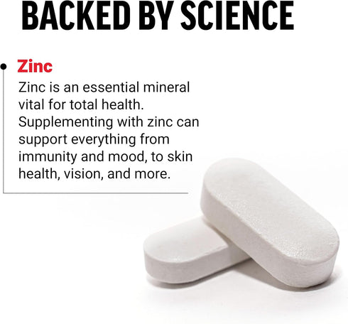 Force Factor Zinc 50mg | 240 Tablets | Zinc Supplements with Zinc Oxide Powder, Zinc Gluconate, and Zinc Citrate for