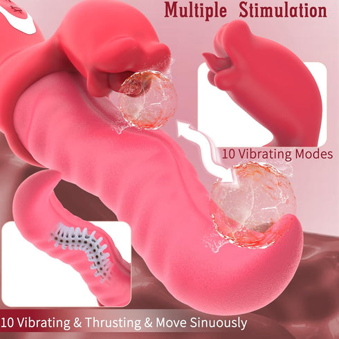 MoonSoil 10 Tongue Vibrator Sex Toys for Women, Thrusting Undulating Vibrators Dildo with Thrustion Wiggling