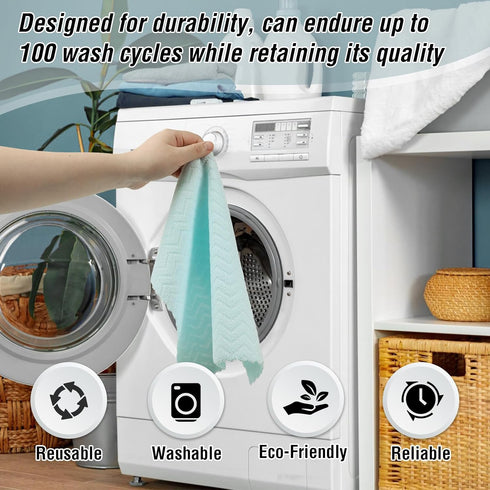Microfiber Cleaning Cloths Roll, 75 Pack, 11.8" x 11.8", Ultra Absorbent, Lint Free, Blue