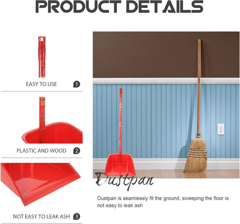 COHEALI Plastic Upright Dustpan, Long Handle Lobby Dust Pan for Garage Home Yard Cleaning, 63cm (Dust Pan Only)