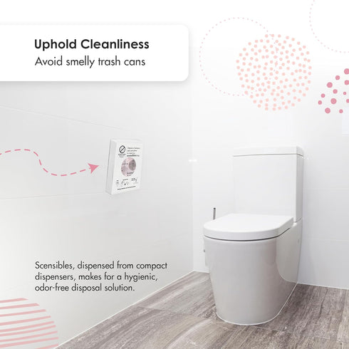 Scensibles Bathroom Dispenser for Menstrual Care Disposal - Bag Dispenser and Refill Boxes - for Tampons, Pads, Other