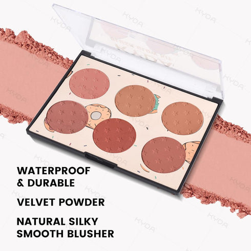 KYDA 6 Colors Blush Palette, Matte and Shimmer Blush Palette, Smooth Blendable Powder, Multiuse Blusher Makeup with