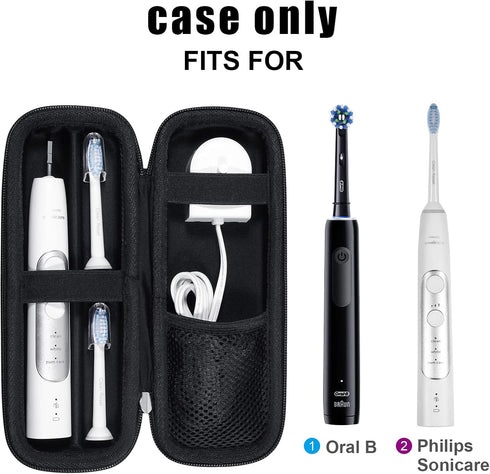 Toothbrush Hard Travel Case Compatible with Philips Sonicare Protectiveclean 4100, 5100, 6100, 6500, Fits Oral-B Pro