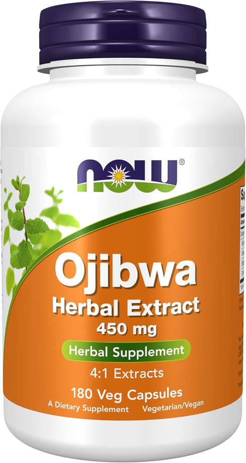 NOW Supplements Ojibwa Herbal Extract 450 mg, Alcohol-Free, Concentrated Blend, 180 Veg Capsules