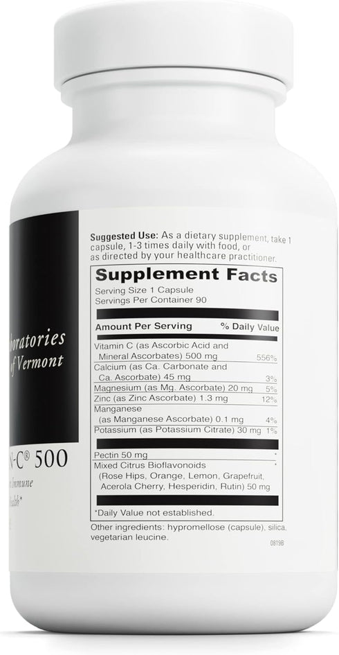 DAVINCI Labs Poten-C 500 - Dietary Supplement to Support Immune System Function & Collagen Health* - with Vitamin C, Calcium, Magnesium, Potassium, and More - Vegetarian - Gluten-Free - 90 Tablets