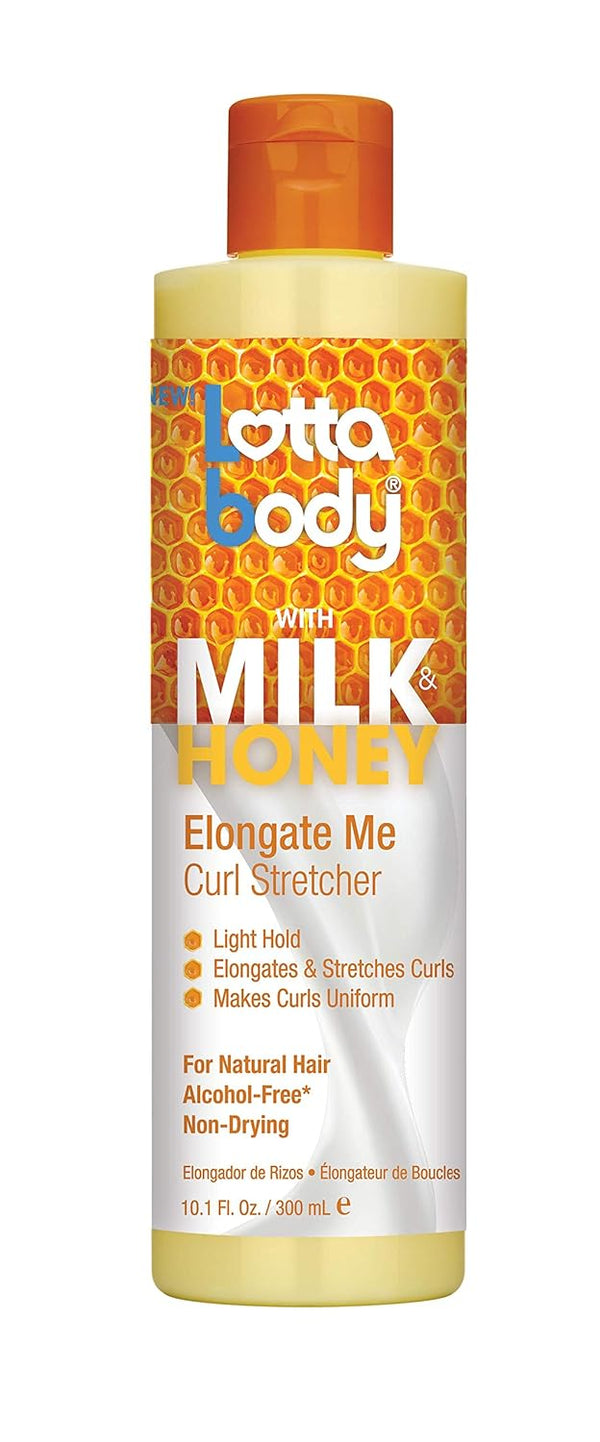 Lotta Body, Elongate Me Curl Stretcher, Milk & Honey Formula for Light Hold and Uniform Curls, 10.1 Fl Oz