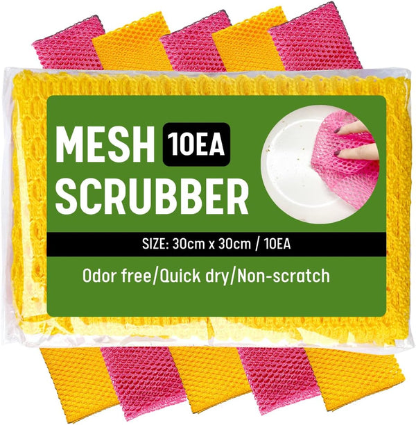 UNHA'S Dish Scrubber Cloth | Mesh Dishwashing Scouring Pad for Kitchen | Non-Abrasive, Quick Dry, Odorless Polyester