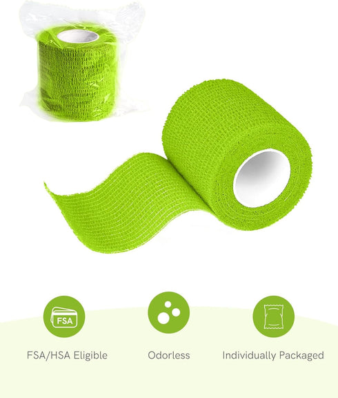 FriCARE Self Adhesive Bandage Wrap - 2 Inches X 5 Yards, 6 Rolls, Rainbow Medical Tape for First Aid
