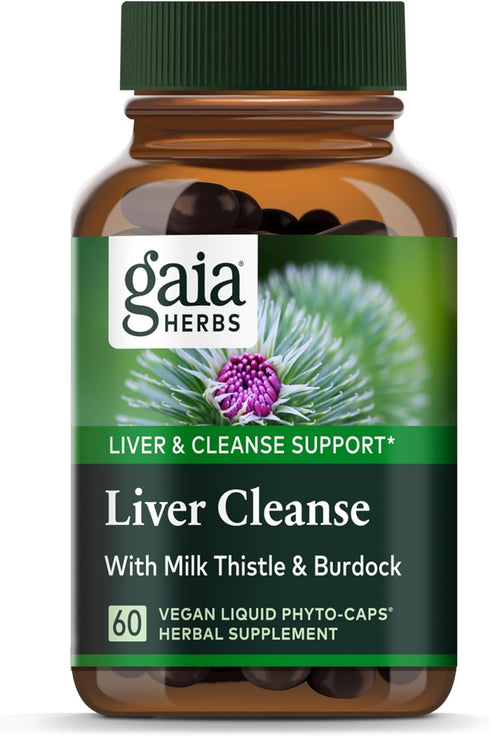 Gaia Herbs Liver Cleanse - Herbal Supplement with Milk Thistle, Turmeric Curcumin, 60 Vegan Liquid Phyto-Caps