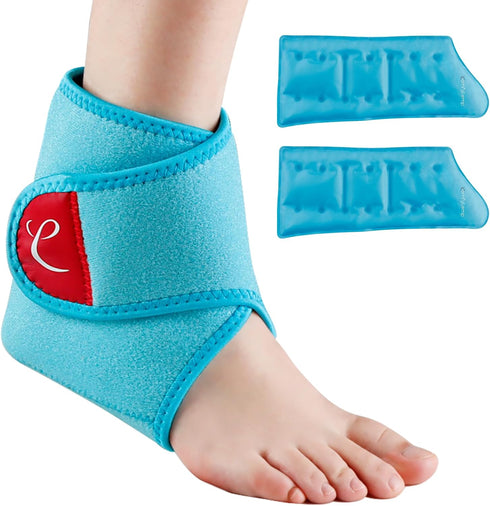 Comfytemp Ankle Ice Pack Wrap - 2 Reusable Gel Ice Packs for Swelling, Foot Pain Relief, Hot Cold Compression for