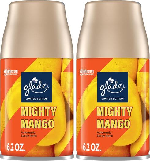 Glade Automatic Spray Refill, Air Freshener for Home and Bathroom, Mighty Mango, 6.2 Oz, 2 Count