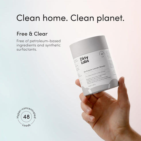 Dirty Labs Scent Free Bio Enzyme Laundry Booster, 48 Loads, Hyper Concentrated, Nontoxic, Biodegradable
