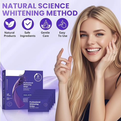 Removal(14pairs) Teeth Whitening Strips, Peroxide-Free Whitening Kit with Hydroxyapatite, Easy at-Home Teeth Whitening