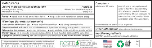 Respro Labs Natural Ashwagandha Patch with Melatonin - Continuous Release, 24 Patches