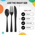 150 Pack Black Plastic Cutlery Set - Heavy Duty Disposable Silverware, 50 Forks, Spoons & Knives for Parties