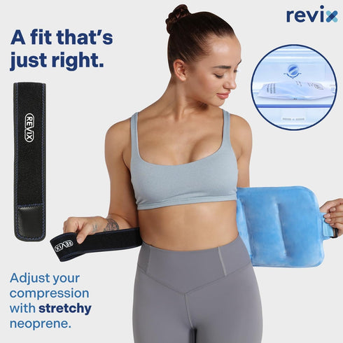 REVIX Gel Ice Pack for Back Injuries and Pain Relief - Soft Plush Lining Ice Wrap (16 × 9 ")