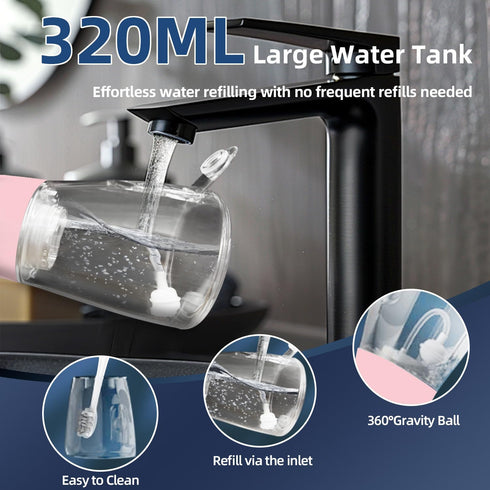 molux 320ML IPX8 Water Dental Flosser Pick for Teeth Portable Oral Irrigator Rechargeable Travel Irrigation Cleaner
