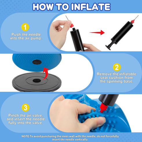 Wiggle Seat Cushion,Fimeetoy Sensory Spinning Chair,Adhd Tools for Kids,Flexible Seating Classroom & Home,Inflatable