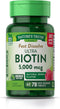 Nature's Truth Ultra Biotin 5000mcg, 78 Fast Dissolve Tablets for Hair, Skin & Nails, Natural Berry Flavor