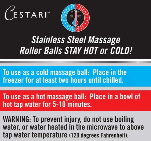 Massage Roller Ball - Stainless Steel Gel Balls for Heat + Ice Therapy - Back, Shoulder, Calf, Foot Massager with Heat