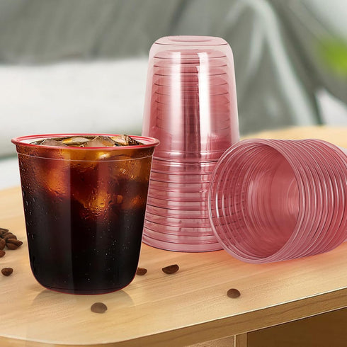 RMERVE 120 Stemless 12oz Pcs Disposable Glasses Plastic Cups Disposable Cold Party Drinking Cups Wine Glasses