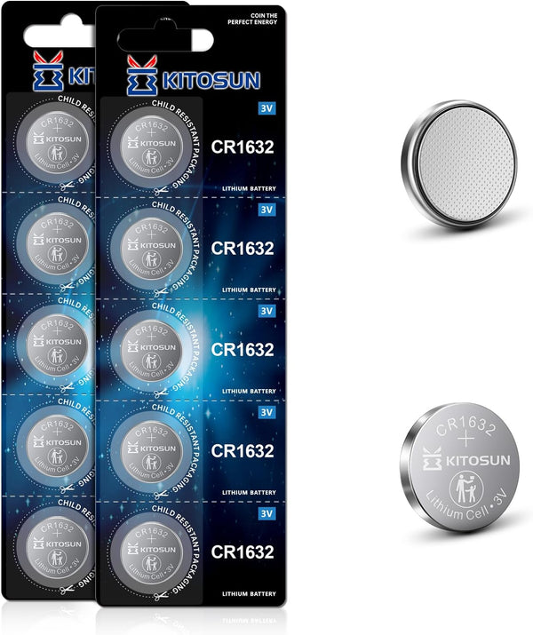 KITOSUN CR1632 3V Lithium Coin Battery for Toyota Prius Car Key Fob Remote, Tire Pressure Monitor (10 Pack)