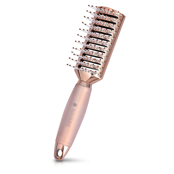 Navaris Vented Hairbrush - Rose Gold Gel Handle, Wide Set Bristles for Wet, Dry, Curly, Thick Hair