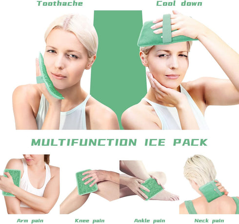 Gel Beads Ice Pack with Strap, Reusable Hot & Cold Pack Compress Therapy for Pain, Swelling, Injuries of Knee,