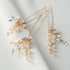 SWEETV Hair Pins, 3Pcs Bridal Hair Accessories, Pearl Wedding Hair Pins, Leaf Bridal Head Piece for Women