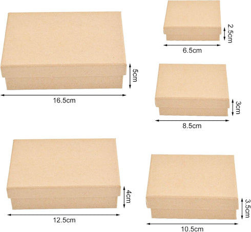 WANDIC Paper Mache Box, Set of 5 Rectangular Mini Kraft Paper Boxes with Lids Ideal for Crafting & Storage Accessories Cosmetics Jewelry Gifts Home