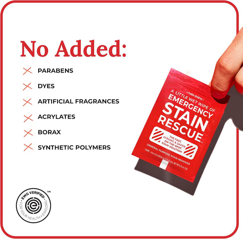 Packets Pack 25 Emergency Stain Rescue Stain Remover Wipes - Road Spill On-the-Go Rescue - Wine & Coffee Stain Rescue