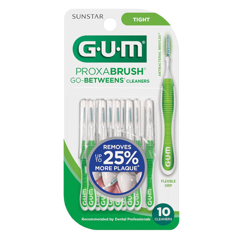 GUM Proxabrush Go-Betweens, Tight Interdental Brushes for Plaque Removal, Safe for Braces, 10ct (4Pk)