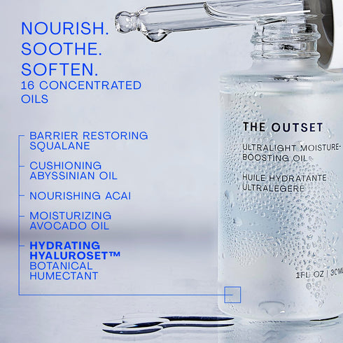 The Outset Ultralight Moisture Boosting Face Oil - Fragrance Free with Squalane, Fast-Absorbing for All Skin Types