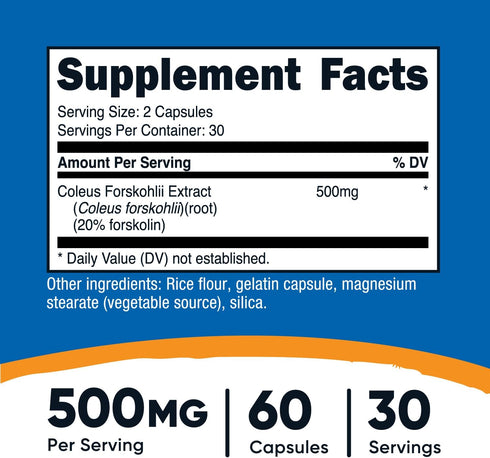 Nutricost Coleus Forskohlii 500mg, 60 Capsules - Maximum Strength Formula