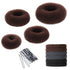 YaFex Hair Bun Maker Kit, 4 Pieces (Large, Medium, Small) with 6 Elastic Hair Ties & 20 Bobby Pins