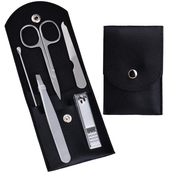 Travel Manicure Set, Professional 5 Pieces Stainless Steel Nail Clipper Kit for Women Men Grooming