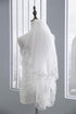 Kercisbeauty 2 Tiers Wedding Bridal Lace Double Layer Veil with Hair Comb, Flower Lace and Pearl Chapel Accessories