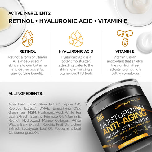Men's Face Cream Moisturizer, Anti-Aging Cream with Collagen, Retinol & Hyaluronic Acid for Day & Night Skin Care