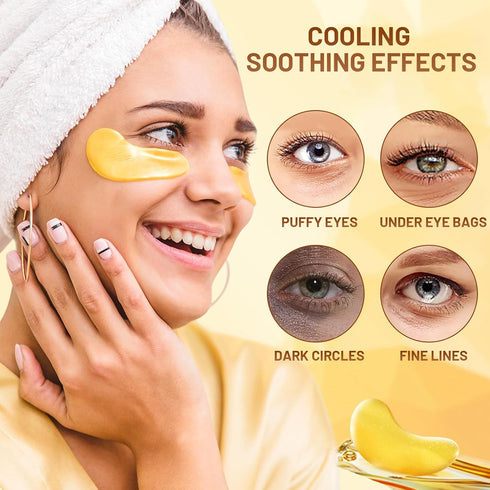 POSTA 24K Gold Eye Mask, 20 Pairs Under Eye Treatment Mask for Puffy Eyes and Dark Circles