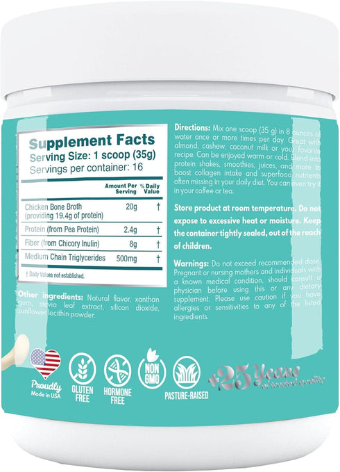 VAL Chicken Bone Broth Powder Protein | 22g Protein, 12g Collagen, 8g Inulin | Supports Healthy Skin and Gut Health