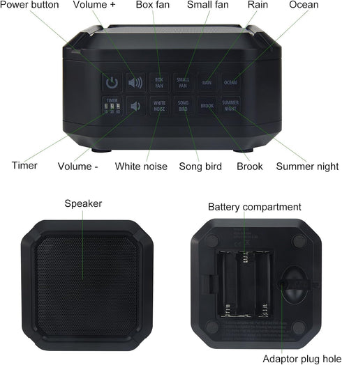 White Noise Machine, Sleep Sound Machine with 8 Soothing Sounds, Volume Control & Timers for Home Office
