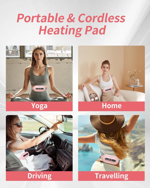 Upgraded Heating Pad for Period Cramps, Cordless Portable Heating Pad with 3 Heat Levels & Massage Modes for Relief