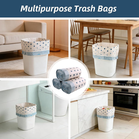 Sopoloray 300 Count 3 Bags,1Mil Accessories,12 Gallon Small Trash Drawstring Mini Garbage Bags,Plastic Trash Can Liners