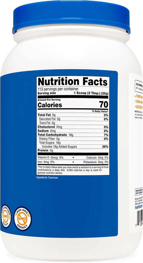 Nutricost Dextrose Powder 5 LBS - Non-GMO, Gluten Free for Energy